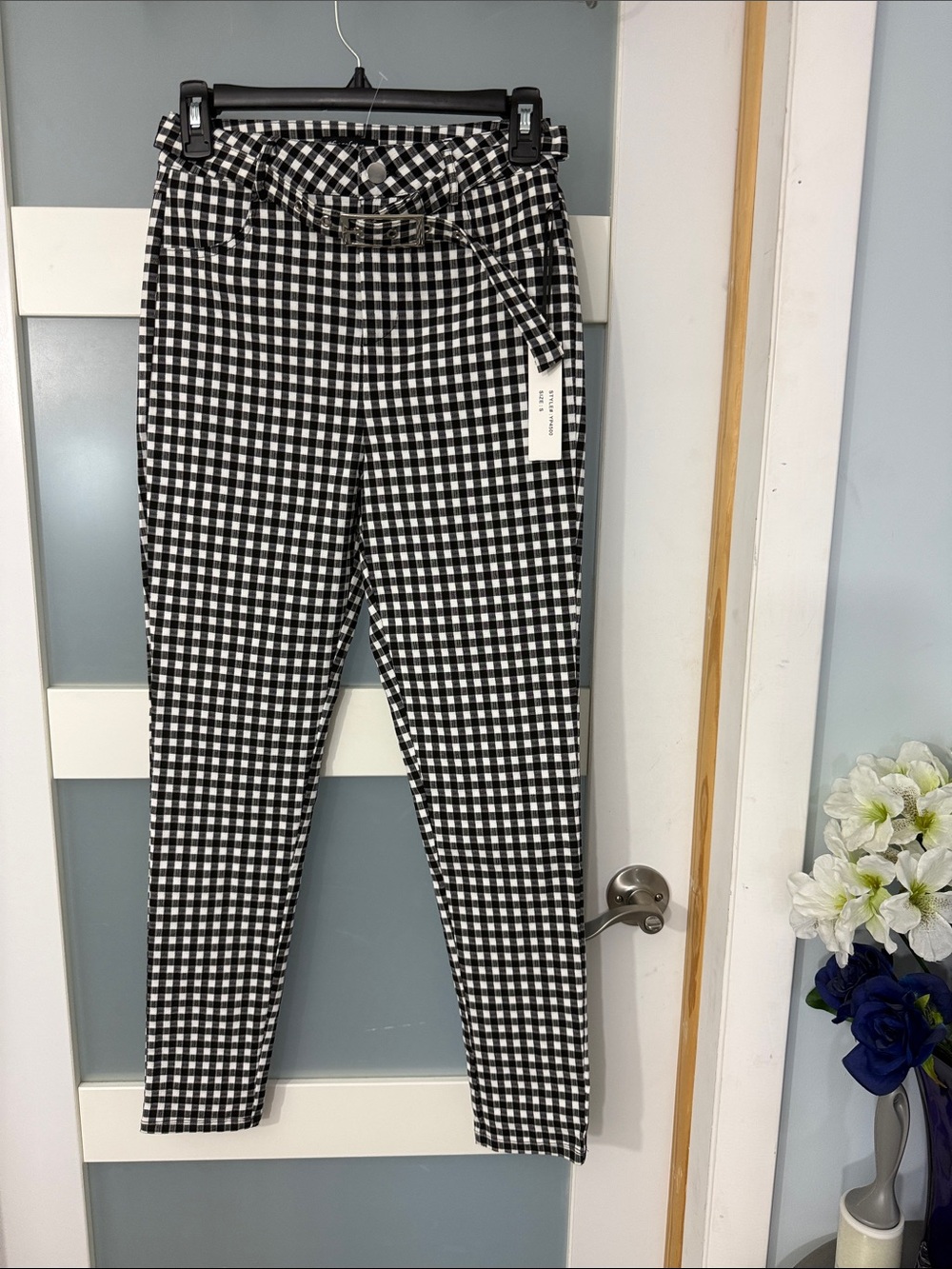 Chocolate Black & White Gingham Skinny Pants
